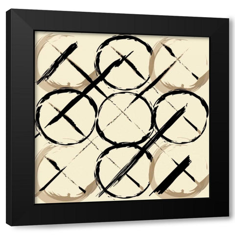 XOXO Brown Black Modern Wood Framed Art Print with Double Matting by OnRei