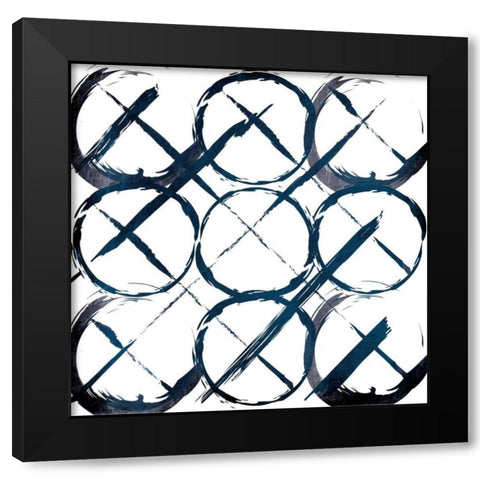 XOXO Blue Black Modern Wood Framed Art Print with Double Matting by OnRei