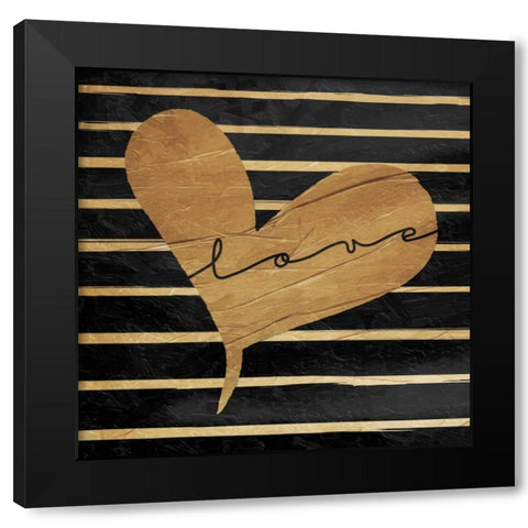 Love Lines Black Modern Wood Framed Art Print with Double Matting by OnRei