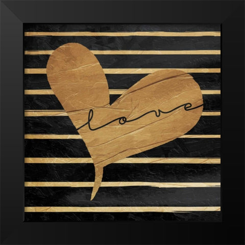 Love Lines Black Modern Wood Framed Art Print by OnRei