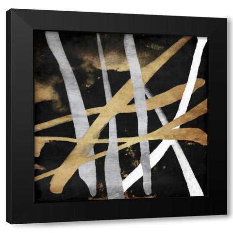 Golden Links Black Modern Wood Framed Art Print with Double Matting by OnRei