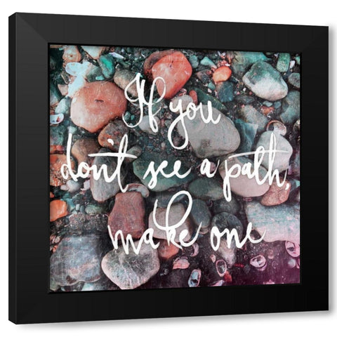 Rock Path Black Modern Wood Framed Art Print with Double Matting by OnRei