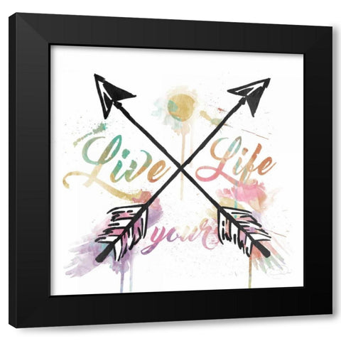 Live Your Life Black Modern Wood Framed Art Print with Double Matting by OnRei