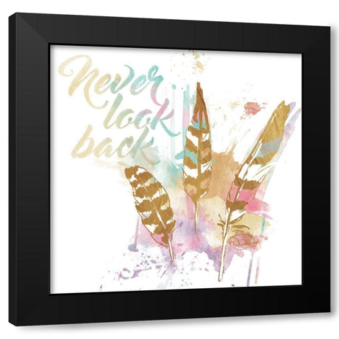 Never Look Back Black Modern Wood Framed Art Print with Double Matting by OnRei