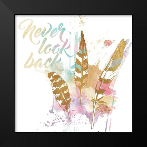 Never Look Back Black Modern Wood Framed Art Print by OnRei