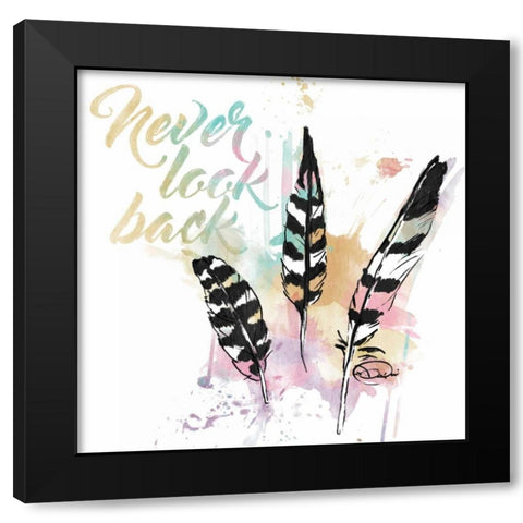 Never Look Back Black Modern Wood Framed Art Print with Double Matting by OnRei