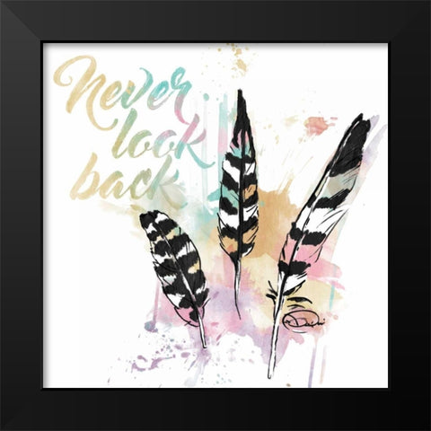 Never Look Back Black Modern Wood Framed Art Print by OnRei