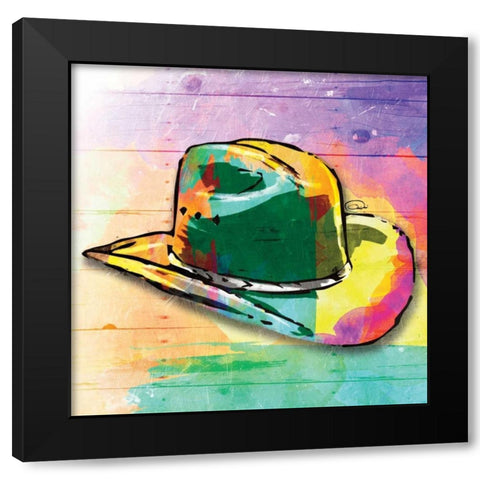 Colorful Hat Black Modern Wood Framed Art Print by OnRei