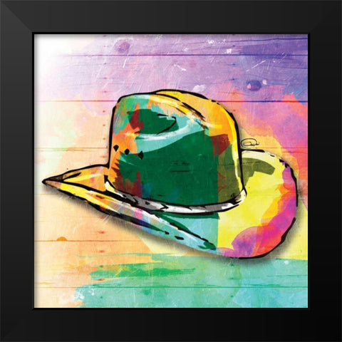 Colorful Hat Black Modern Wood Framed Art Print by OnRei