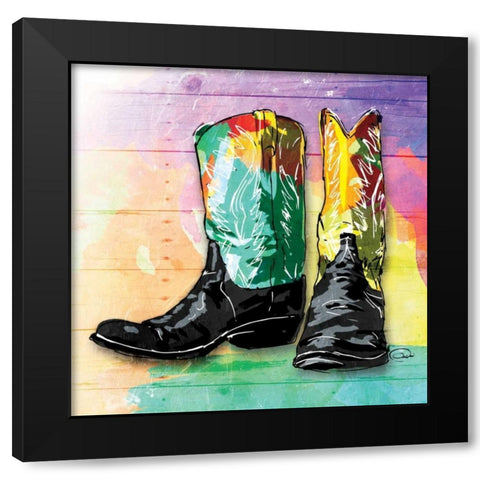 Colorful Boots Black Modern Wood Framed Art Print with Double Matting by OnRei