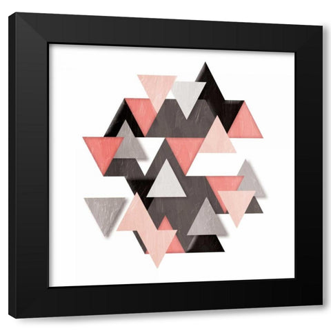 Floating Rose Gems Black Modern Wood Framed Art Print with Double Matting by OnRei