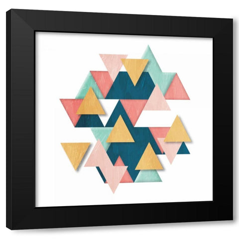 Floating Gems Black Modern Wood Framed Art Print with Double Matting by OnRei