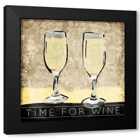 Time For Wine Black Modern Wood Framed Art Print with Double Matting by OnRei