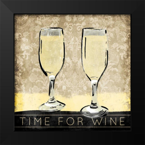 Time For Wine Black Modern Wood Framed Art Print by OnRei