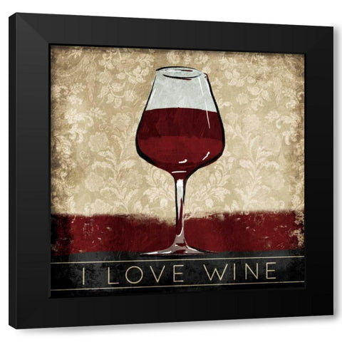 I Love Wine Black Modern Wood Framed Art Print with Double Matting by OnRei