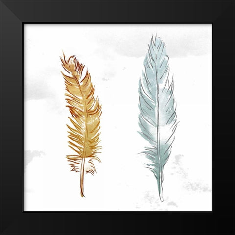 Gold Silver Feather Black Modern Wood Framed Art Print by OnRei