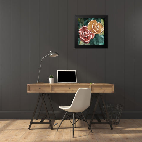 Loving Roses Black Modern Wood Framed Art Print by OnRei