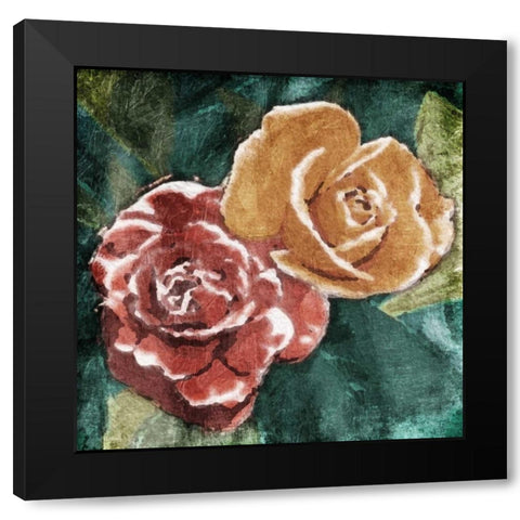 Loving Roses Black Modern Wood Framed Art Print with Double Matting by OnRei