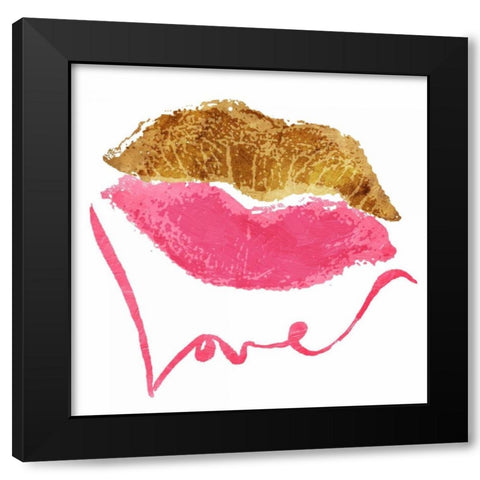 Love Lips White Black Modern Wood Framed Art Print with Double Matting by OnRei