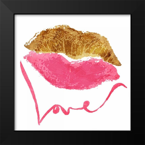 Love Lips White Black Modern Wood Framed Art Print by OnRei