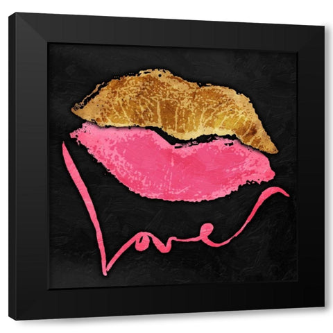 Love Lips Black Modern Wood Framed Art Print with Double Matting by OnRei