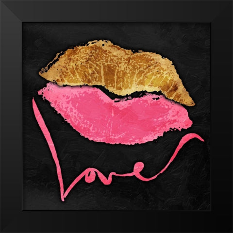 Love Lips Black Modern Wood Framed Art Print by OnRei