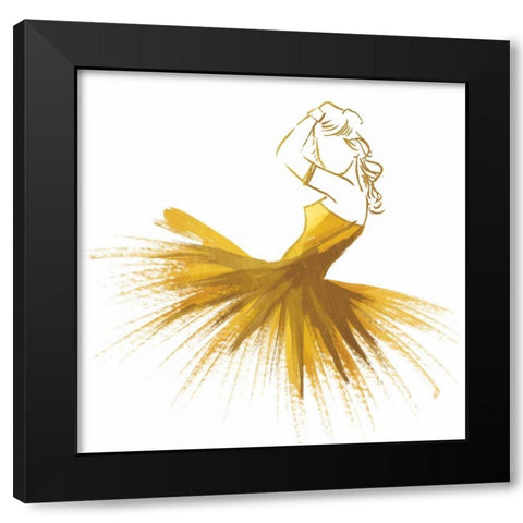 Gold Attitude Black Modern Wood Framed Art Print with Double Matting by OnRei