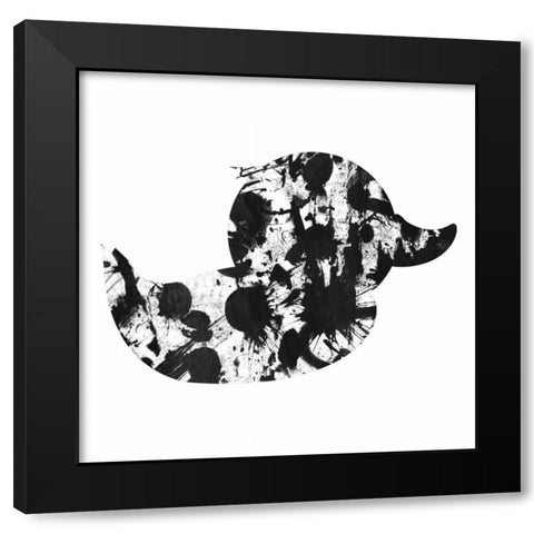 Splatter Duck Black Modern Wood Framed Art Print with Double Matting by OnRei