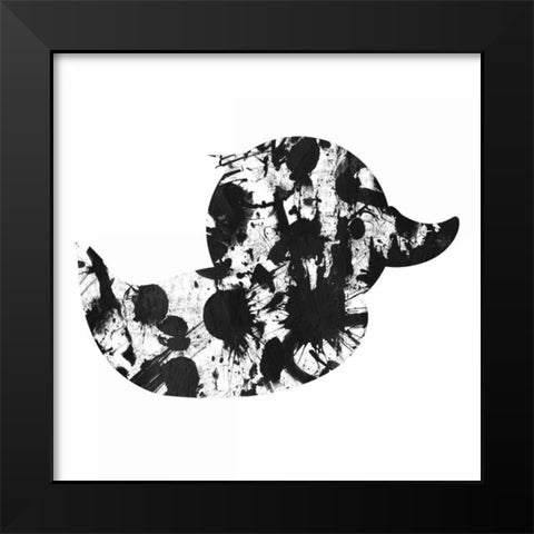 Splatter Duck Black Modern Wood Framed Art Print by OnRei