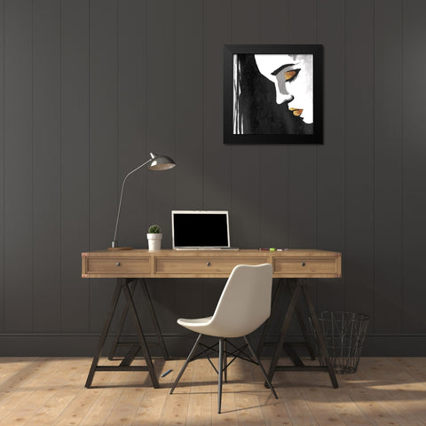 Face Down Black Modern Wood Framed Art Print by OnRei