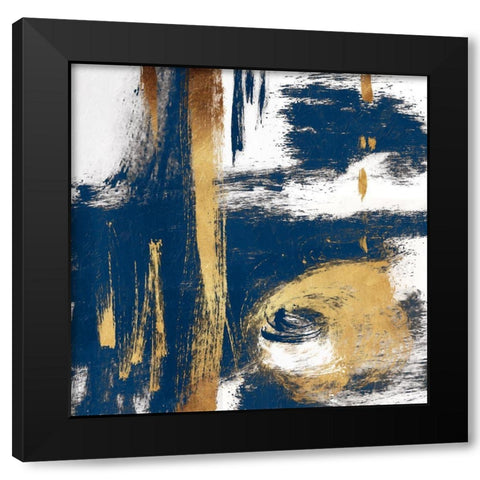 Rotational Pull Blue Black Modern Wood Framed Art Print with Double Matting by OnRei