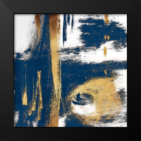 Rotational Pull Blue Black Modern Wood Framed Art Print by OnRei