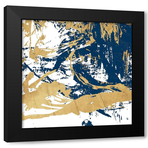 Free Form Blue Black Modern Wood Framed Art Print with Double Matting by OnRei