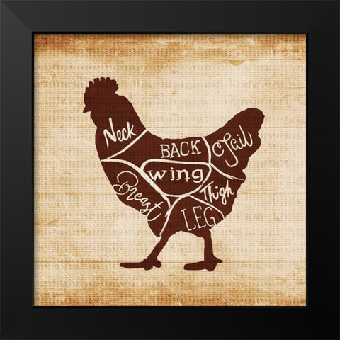 Chicken Cut Black Modern Wood Framed Art Print by OnRei