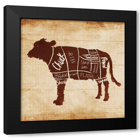 Cow Cut Black Modern Wood Framed Art Print with Double Matting by OnRei