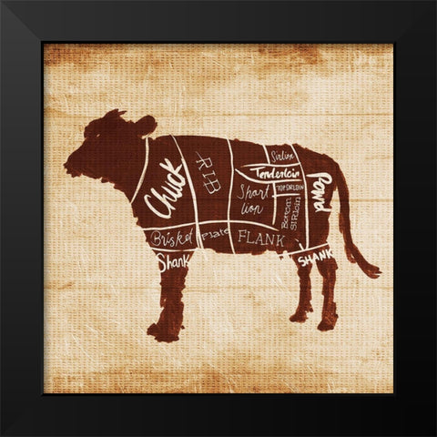 Cow Cut Black Modern Wood Framed Art Print by OnRei