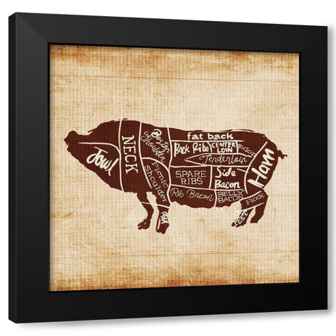 Pig Cut Black Modern Wood Framed Art Print with Double Matting by OnRei