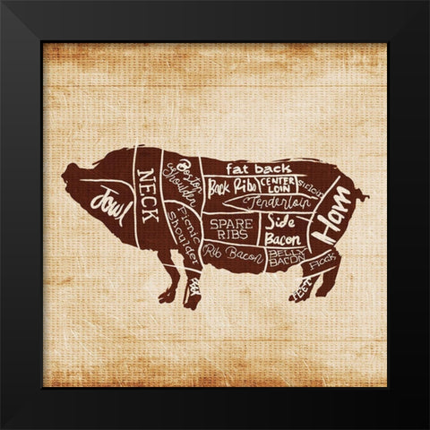 Pig Cut Black Modern Wood Framed Art Print by OnRei