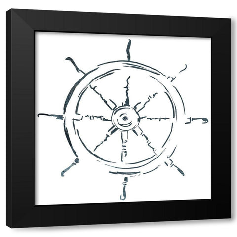 Simple Sketched Wheel Black Modern Wood Framed Art Print with Double Matting by OnRei