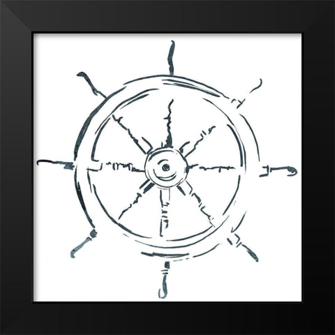 Simple Sketched Wheel Black Modern Wood Framed Art Print by OnRei