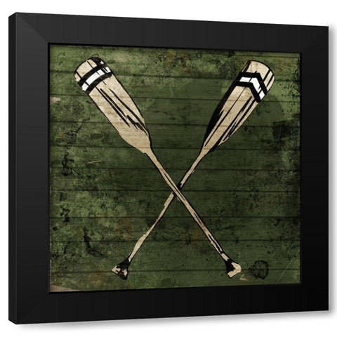 Sketched Oars Black Modern Wood Framed Art Print with Double Matting by OnRei