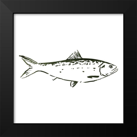 Simple Sketched Fish Black Modern Wood Framed Art Print by OnRei