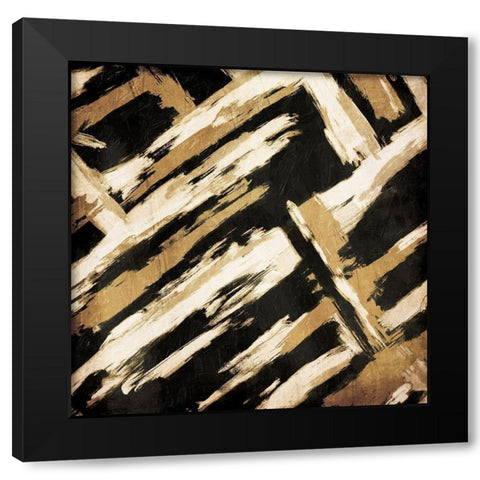 Hectic Maze Black Modern Wood Framed Art Print with Double Matting by OnRei