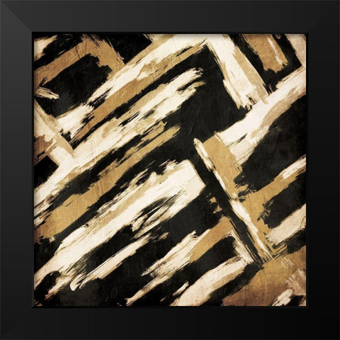 Hectic Maze Black Modern Wood Framed Art Print by OnRei