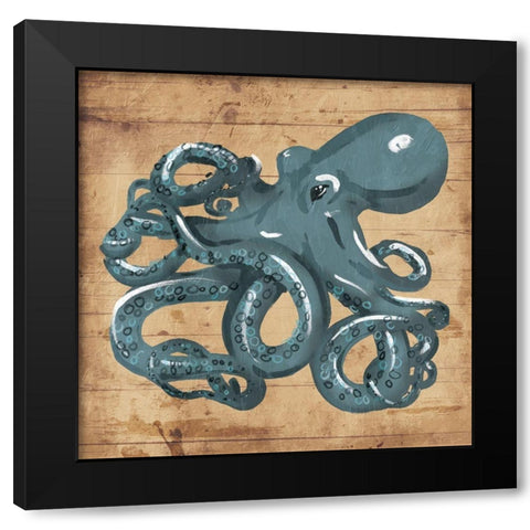 Octo Rings Black Modern Wood Framed Art Print with Double Matting by OnRei