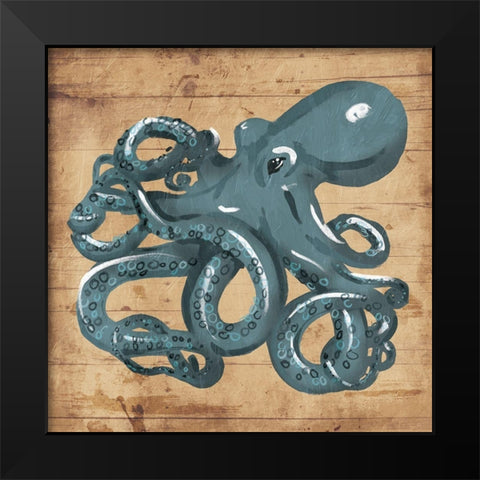 Octo Rings Black Modern Wood Framed Art Print by OnRei