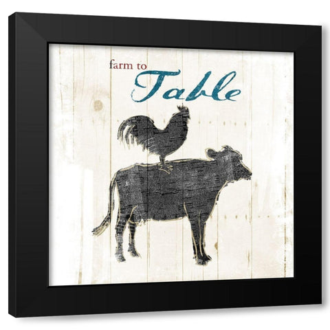 Farm To Chicken Cow Black Modern Wood Framed Art Print with Double Matting by OnRei