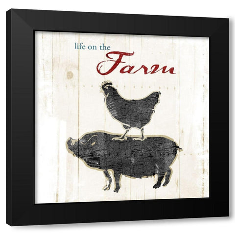 Farm To Chicken Pig Black Modern Wood Framed Art Print with Double Matting by OnRei