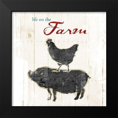 Farm To Chicken Pig Black Modern Wood Framed Art Print by OnRei