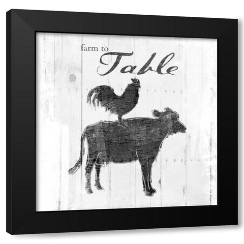 Farm to Chicken and Cow Black Modern Wood Framed Art Print with Double Matting by OnRei